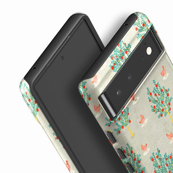 Google Tough Case -  Apple Trees And Chickens Grey By Katherine Quinn Matte Protection