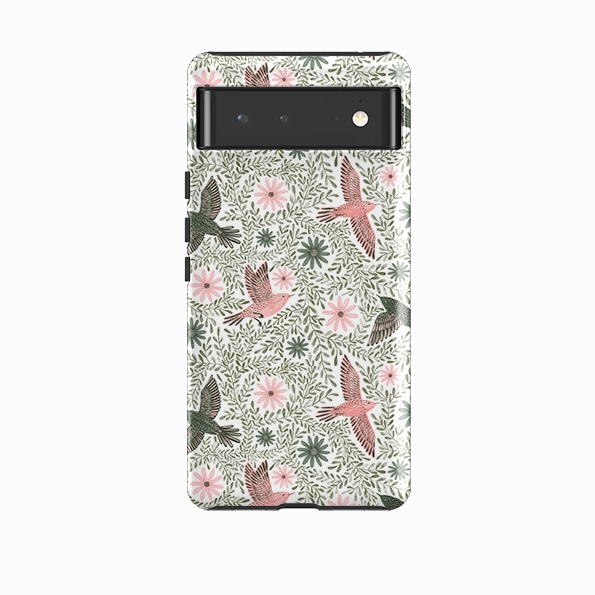 Google Tough Case -  Bird Pattern Green By Lee Foster Wilson Scratch Block