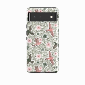 Smooth Grip Google Tough Case -  Bird Pattern Green By Lee Foster Wilson