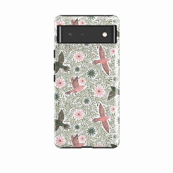 Smooth Grip Google Tough Case -  Bird Pattern Green By Lee Foster Wilson