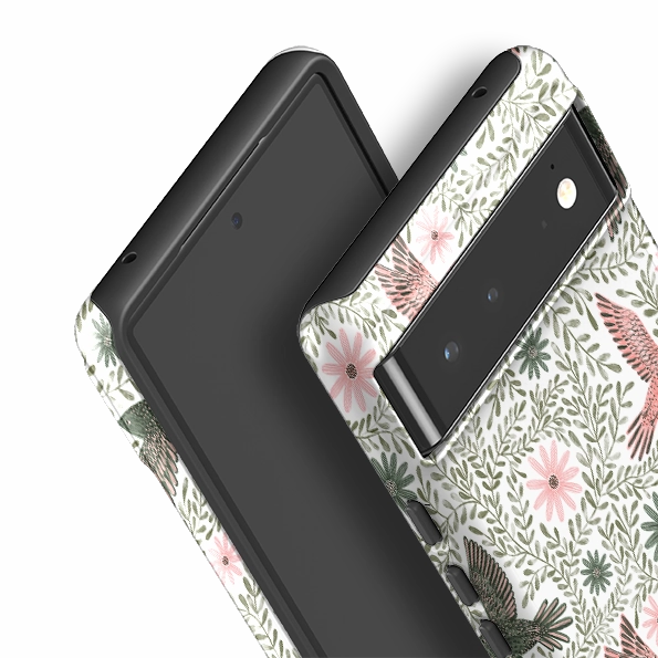 Google Tough Case -  Bird Pattern Green By Lee Foster Wilson Vivid Gradient Hybrid Surface Layer