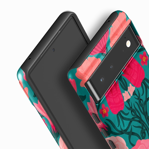 Google Tough Case -  Blue Flora By Nina Pace Edge Protection Hybrid Protection