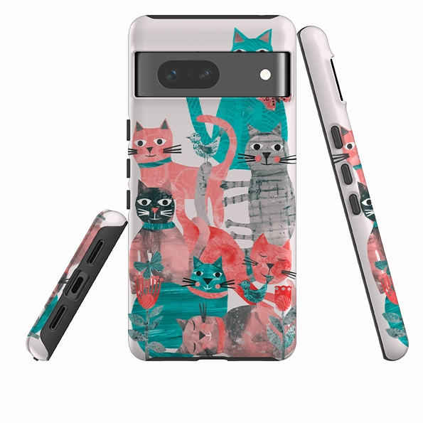 Google Tough  Case - Cat Party II By Tracey English Durable Texture Layer Hybrid Shield