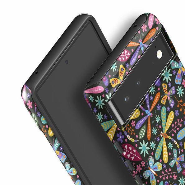 Frosted Finish Gloss Finish Texture Google Tough Case -  Dragon Flies Multi By Suzy Taylor