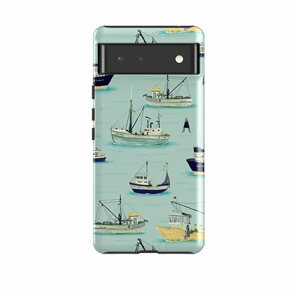 Google Tough Case -  Fishing Boats Blue By Katherine Quinn Sleek Appearance Matte Texture Layer