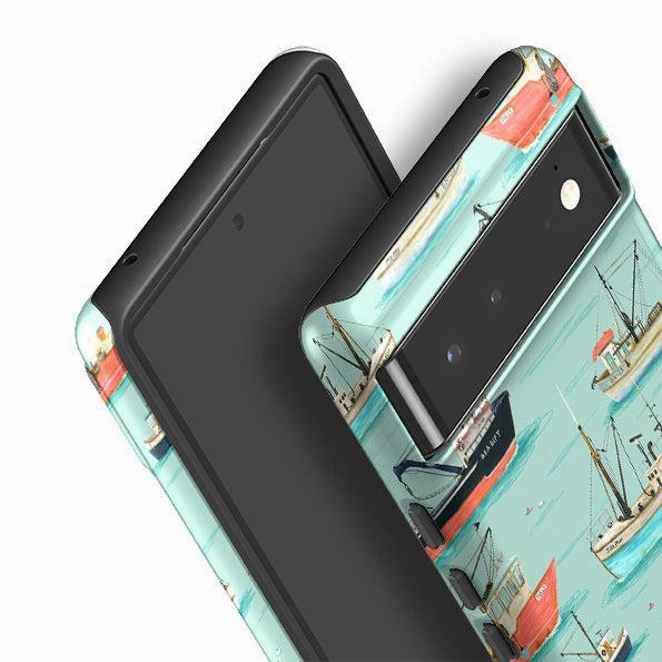 Comfort Layer Texture Google Tough Case -  Fishing Boats By Katherine Quinn
