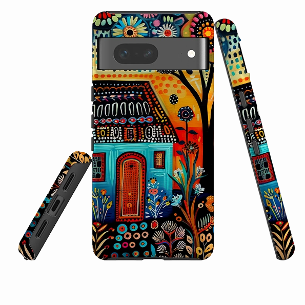 Google Tough Case - Folk Art House VI anti fingerprint Rugged Outline