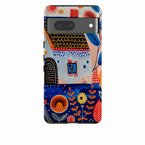 Premium Texture Layer Google Tough Case - Folk Art House VIII