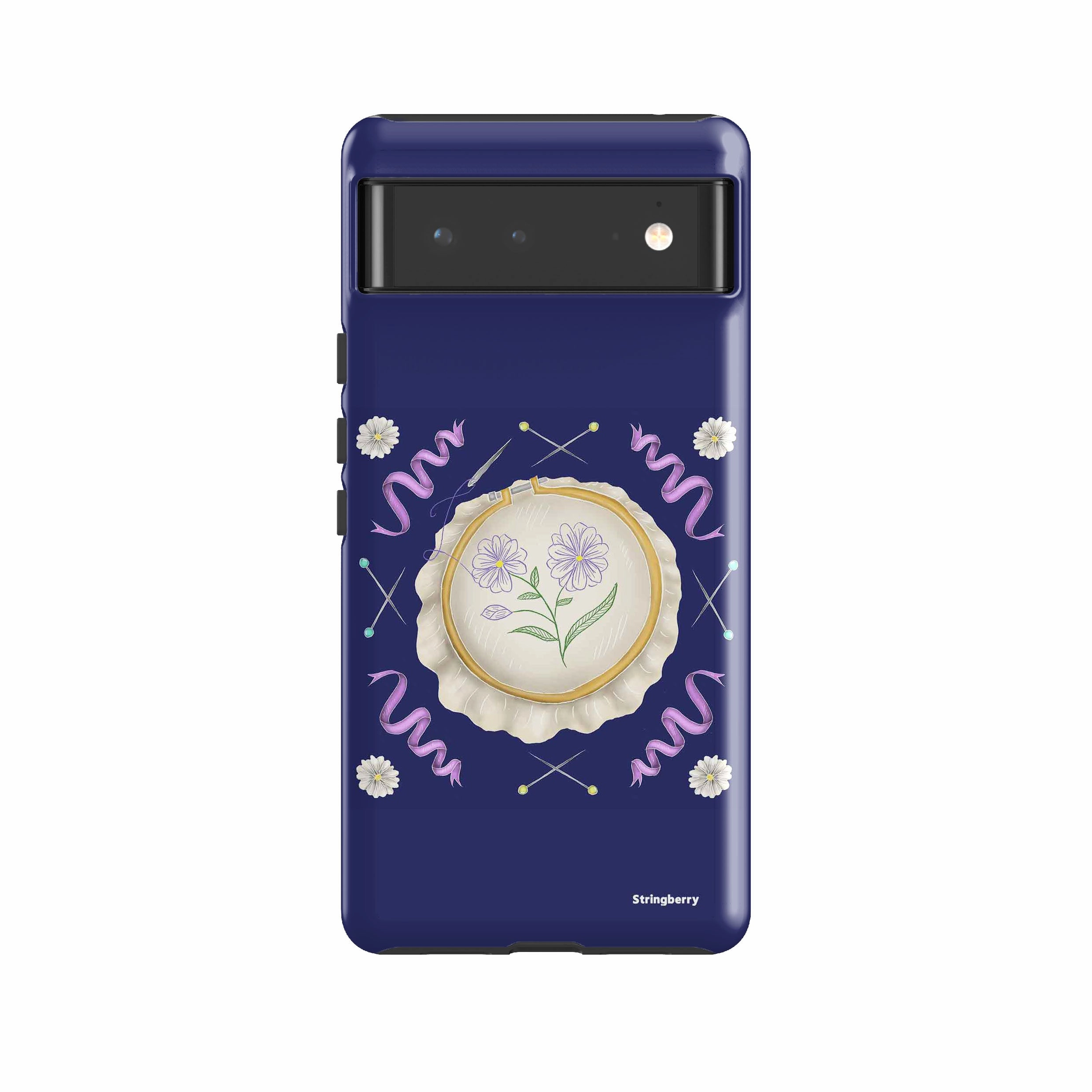 Google Tough Case -  Google Pixel Case Daisy Needlework By Catherine Rowe Shockproof Corners Flexible Material