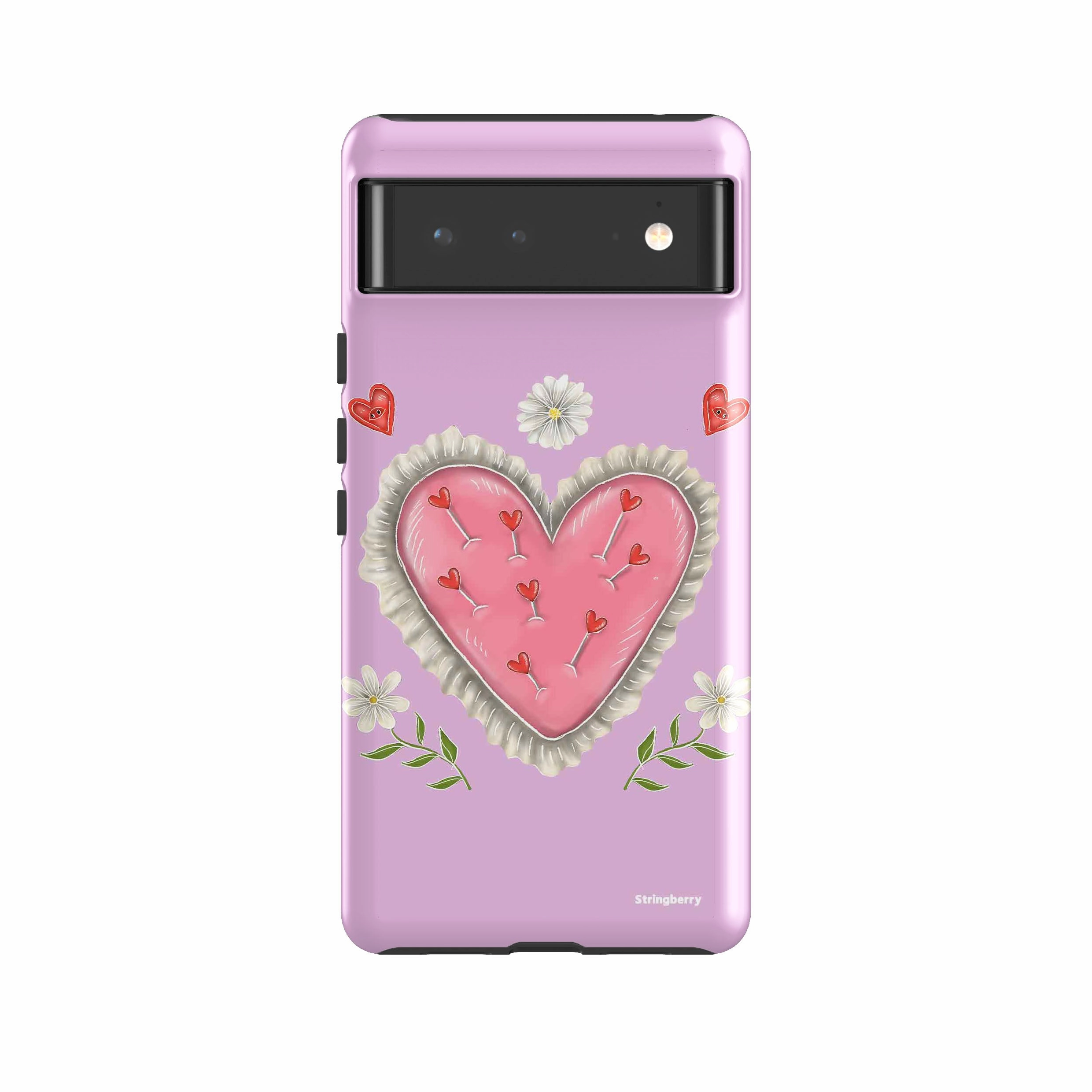 Sleek Edge Design Minimal Texture Layer Google Tough Case -  Google Pixel Case Heart Pin Cushion By Catherine Rowe