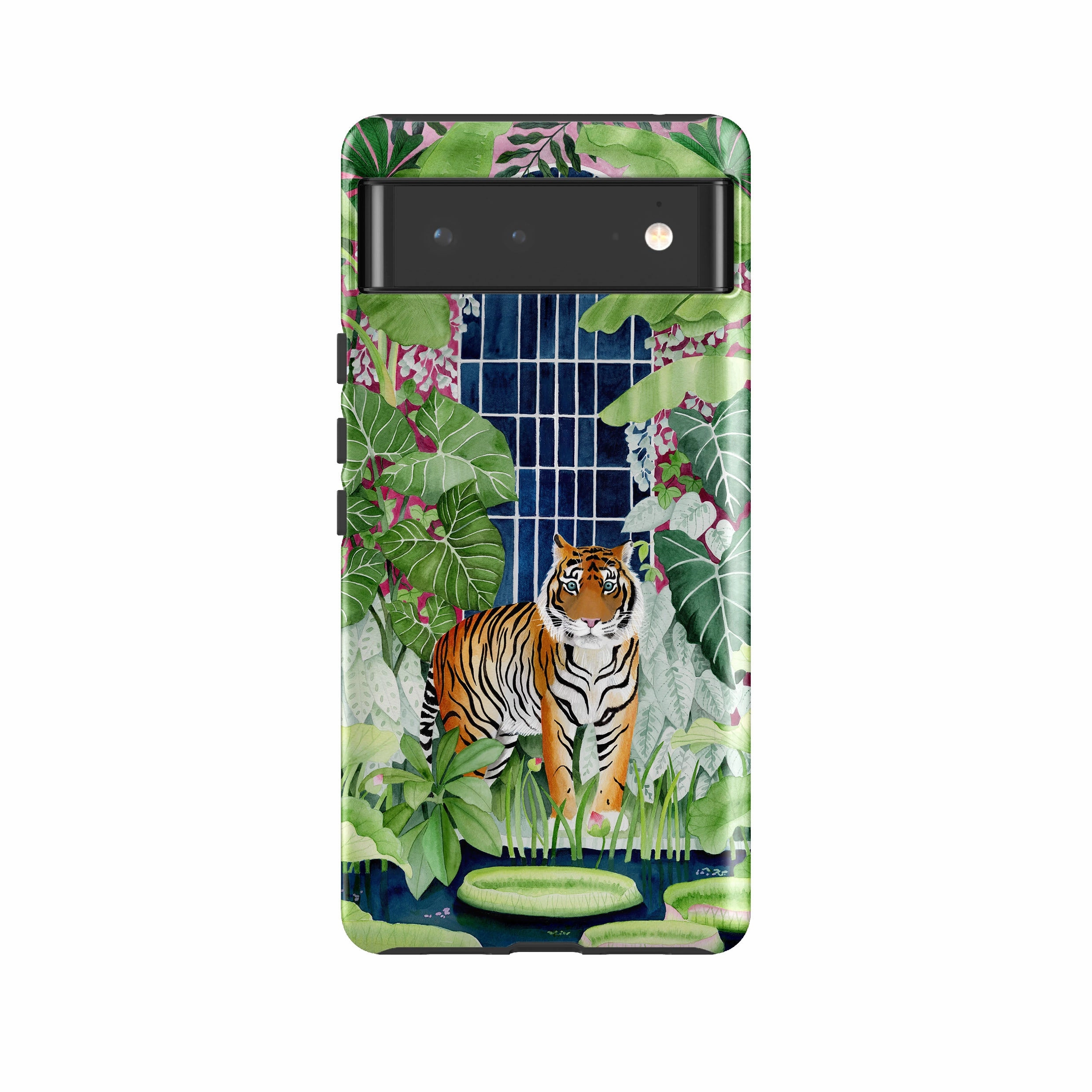 Google Tough Case -  Green House Tiger By Bex Parkin Long Lasting Fashion Forward