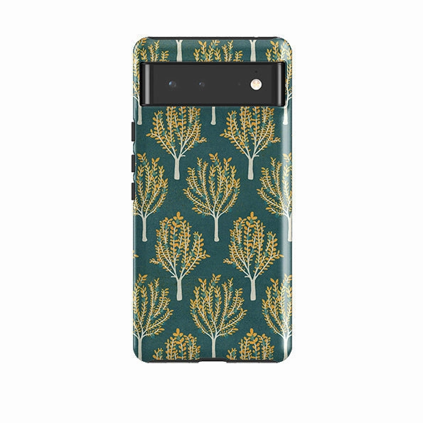 Slim Fitment Modern Edge Layer Google Tough Case -  Pear Trees Teal By Katherine Quinn