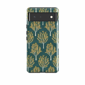 Slim Fitment Modern Edge Layer Google Tough Case -  Pear Trees Teal By Katherine Quinn
