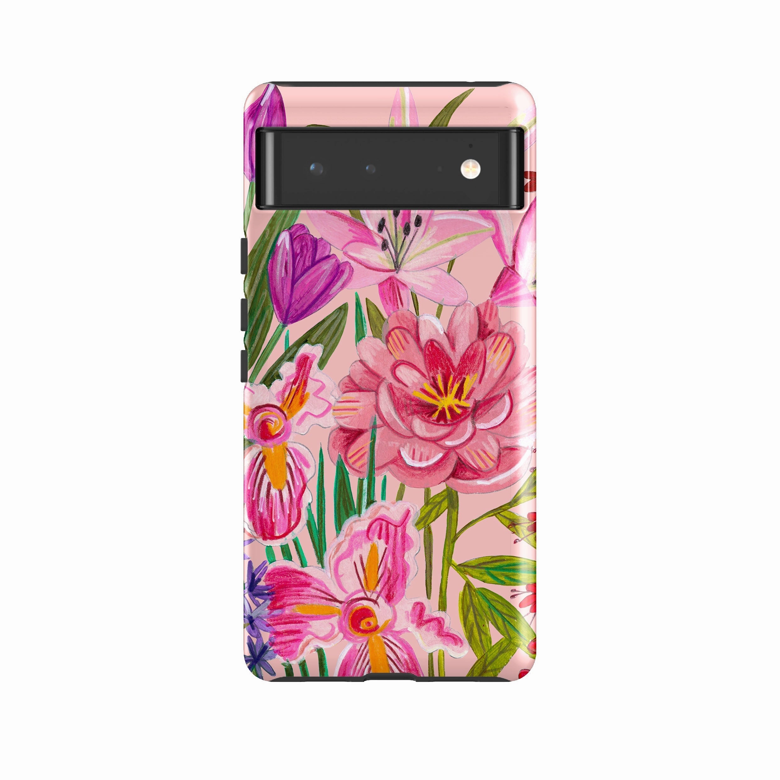 Elegant Finish Design Stylish Finish Google Tough Case -  Pink Floral By Caroline Bonne Muller