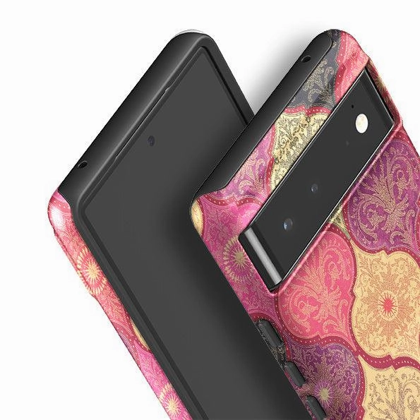 Trendy Aesthetic Portable Protection Google Tough Case -  Red Damask By Jehane