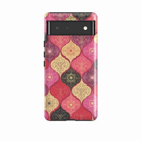 Hybrid Form Premium Texture Design Google Tough Case -  Red Damask By Jehane