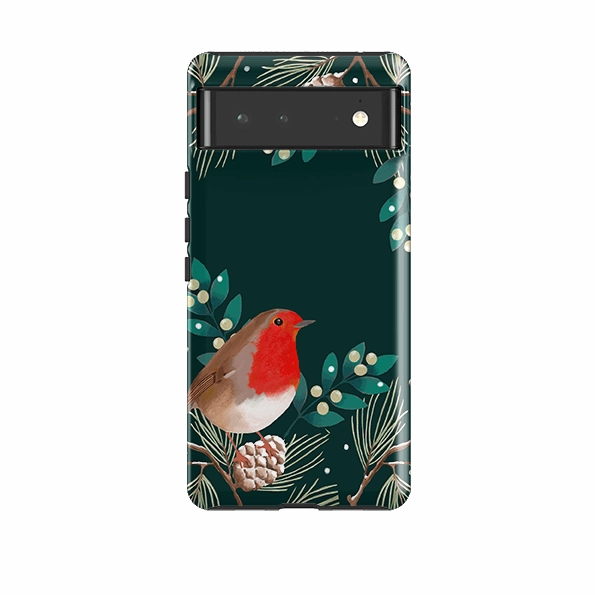 Durable Build Quality Google Tough Case -  Robin Pine Cones By Bex Parkin