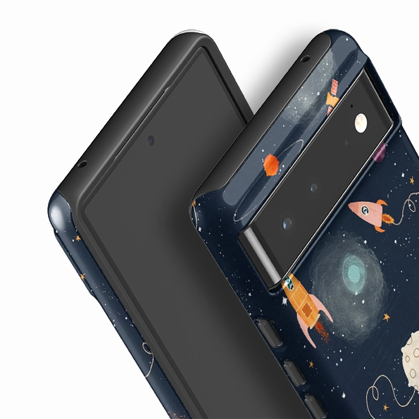 Shock Absorption Layer Patterned Design Google Tough Case -  Rockets Midnight By Katherine Quinn