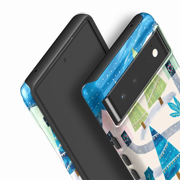 Sleek Surface Google Tough Case -  Santa Driving Home By Tracey English