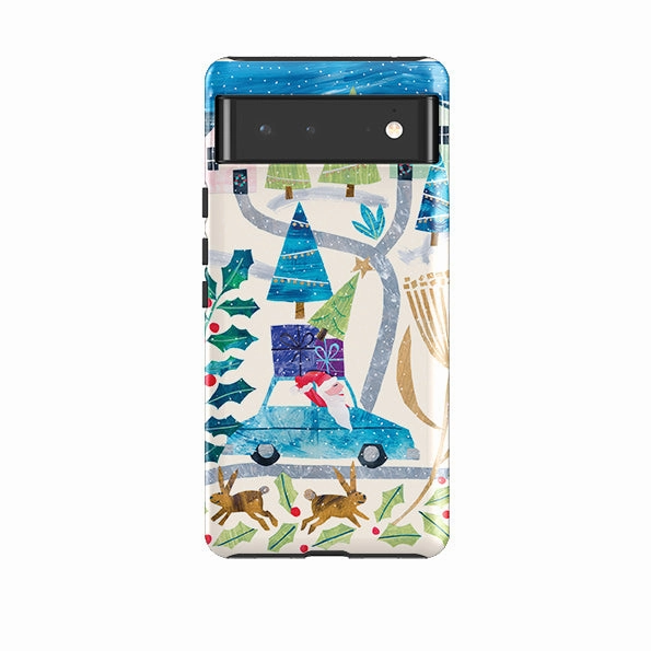 Elegant Look Google Tough Case -  Santa Driving Home By Tracey English
