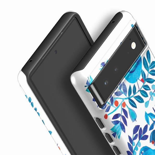 Comfort Shield Texture Smooth Detail Google Tough Case -  Scandi Birds By Tracey English