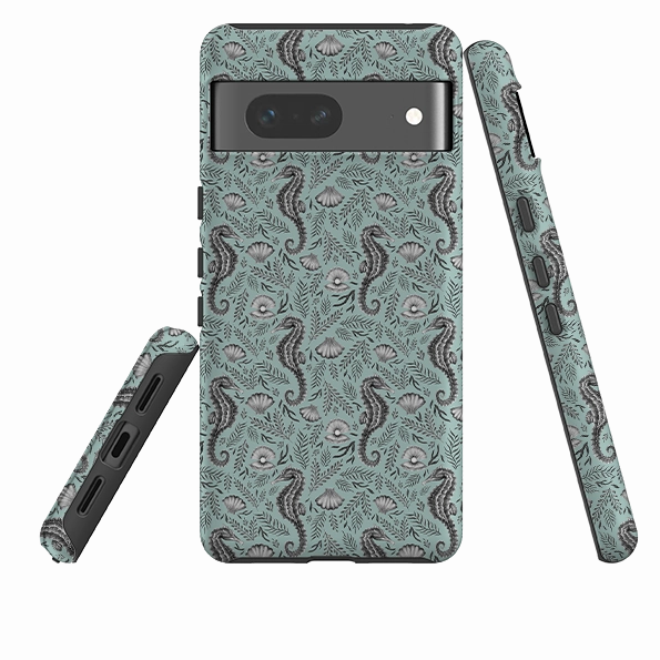 Google Tough Case -  Seahorse Seafoam By Catherine Rowe Modern Minimalism Durable Shape