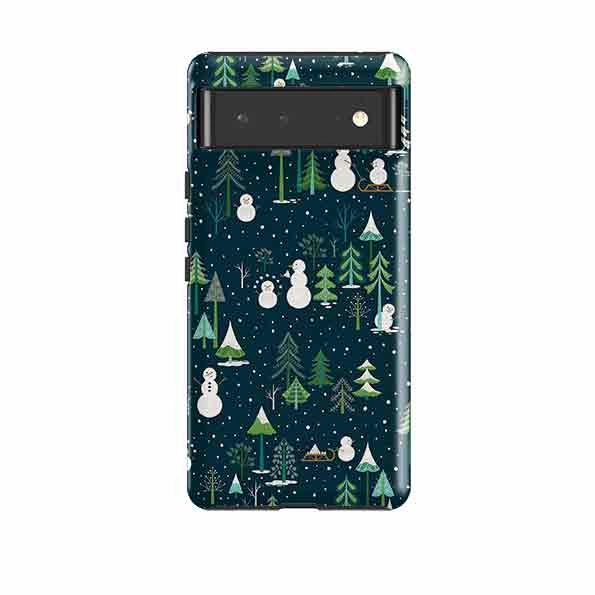 Polished Texture Finish Soft Finish Layer Google Tough Case -  Snowman Playground By Jenny Zemanek