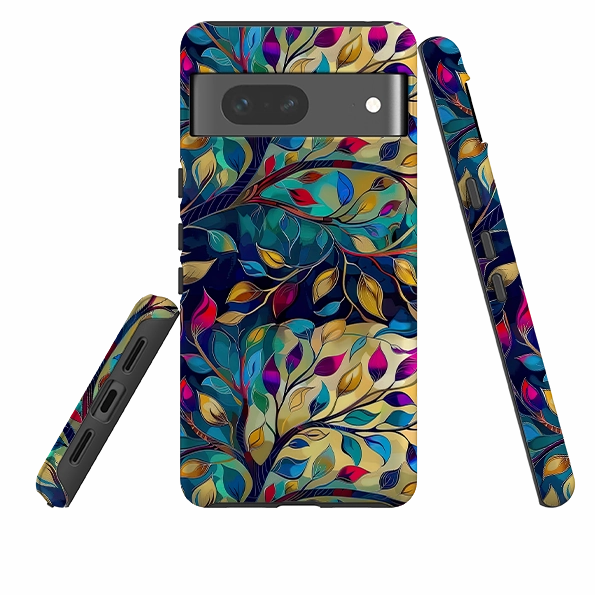 Hybrid Pattern Design Google Tough Case - Teal Leaves