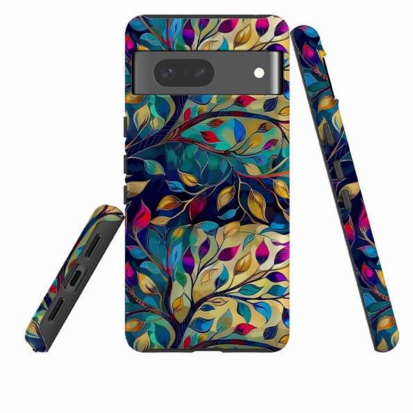 Simple Finish Patterned Design Google Tough Case - Teal Leaves