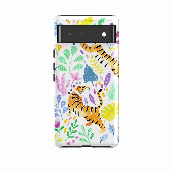 Flexible frame Google Tough Case -  Tigers And Flowers By Bex Parkin