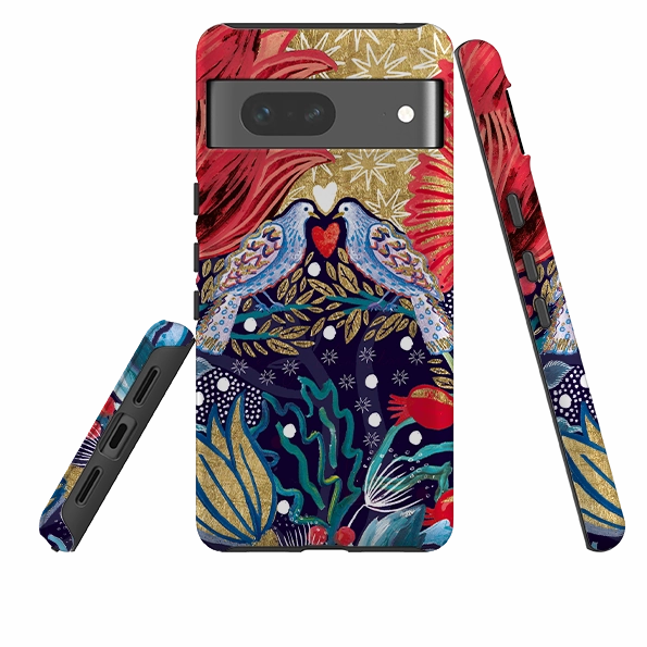 Hybrid Frame Ergonomic grip Google Tough Case - Turtle Doves By Emma Frances Grant
