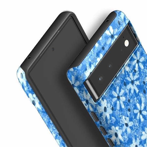 Google Tough Case -  Windowbox Blue By Sarah Campbell Hybrid Finish Texture Travel Companion