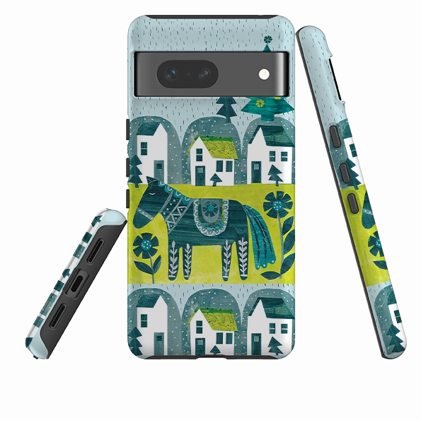 Google Tough Case - Winter Dala Horse By Tracey English Slim Texture Edge Reinforced