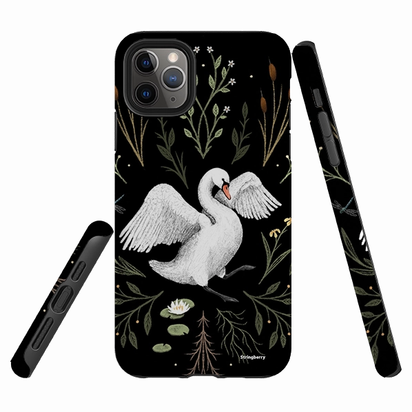 Hybrid Protection iPhone Tough Case - Swan By Anna Stead
