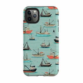 Scratchproof Surface Shock absorption iPhone Tough Case - Fishing Boats By Katherine Quinn