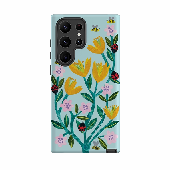 Edge Reinforced Recyclable Material Samsung Tough Case - Blossom and Ladybirds By Tracey English