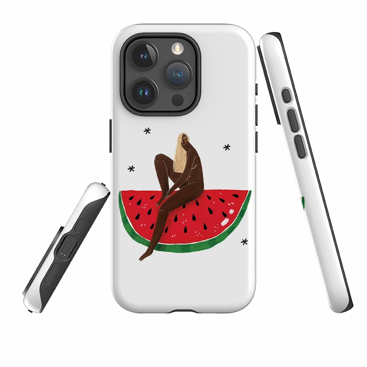 Metal Texture Hand Feel iPhone Tough Case - Watermelon Girl By Madalina Andronic