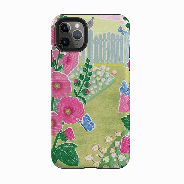 Soft Protection Layer iPhone Tough Case - Hollyhocks By Liane Payne