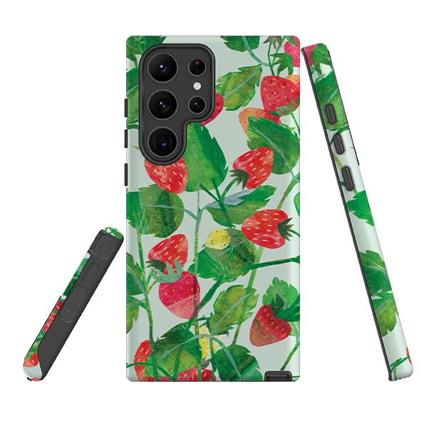 Samsung Tough  Case - Strawberries By Tracey English Polished Texture Finish Comfort Style