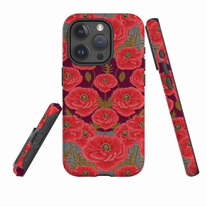 Premium Build Layer Textured Surface iPhone Case - Poppy Red By Kate Heiss