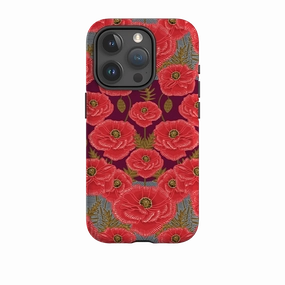Luxury Layer Texture Raised Bezels iPhone Case - Poppy Red By Kate Heiss