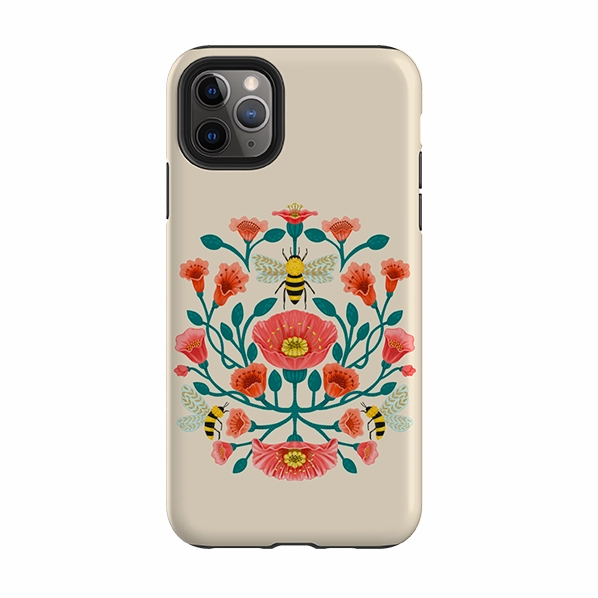 iPhone Tough Case - Bee Floral By Nina Pace Shockproof Corners Modern Detail