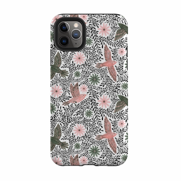 iPhone Tough Case - Bird Pattern Black By Lee Foster Wilson Protective Texture Layer