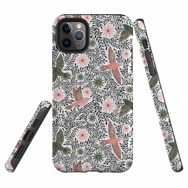 Hard Plastic Slim Profiled iPhone Tough Case - Bird Pattern Black By Lee Foster Wilson