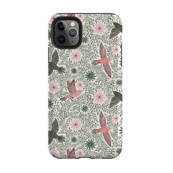 Functional Design Crystal Finish iPhone Tough Case - Bird Pattern Green By Lee Foster Wilson