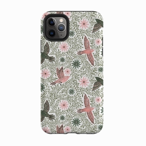 Functional Design Crystal Finish iPhone Tough Case - Bird Pattern Green By Lee Foster Wilson