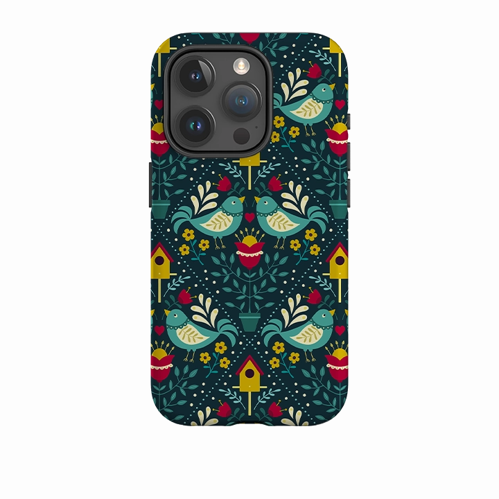 Rugged Grip Modern Form iPhone Tough Case - Bird Pattern VIII By Suzy Taylor