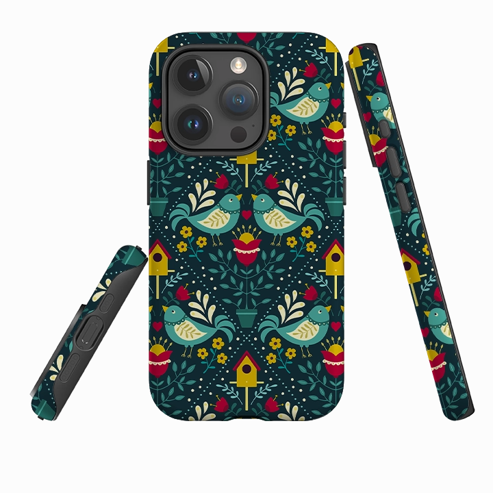 iPhone Tough Case - Bird Pattern VIII By Suzy Taylor Strong Corners Durable Texture Layer