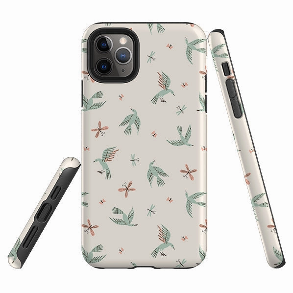 Smooth Texture Pattern iPhone Tough Case - Birds And Butterflies Cream By Meghann Rader
