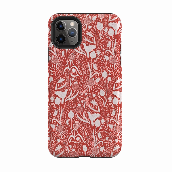 Hybrid Pattern Design iPhone Tough Case - Birds And Pomegranates By Nina Pace